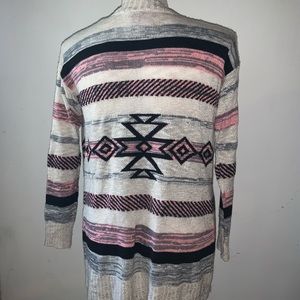 LOVE ON A HANGER Pink Cream Aztec Open Cardigan Medium